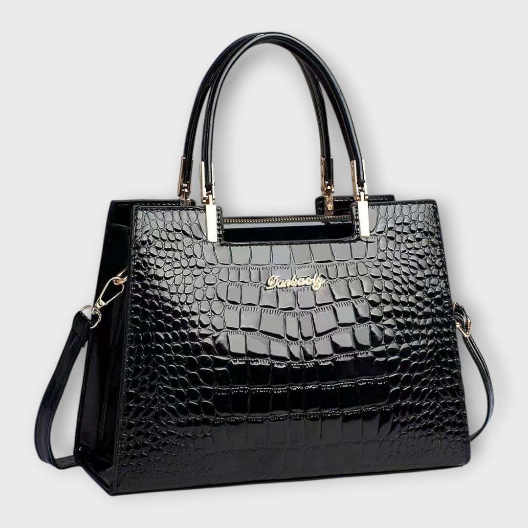 Beth - Glossy Crocodile Pattern Handbag